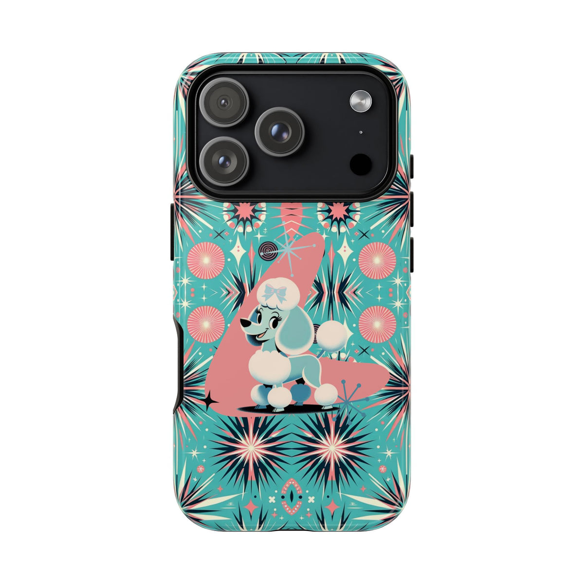 1950s Mid Century Modern Atomic Pink, Poodle Retro Smart Phone Tough Cases