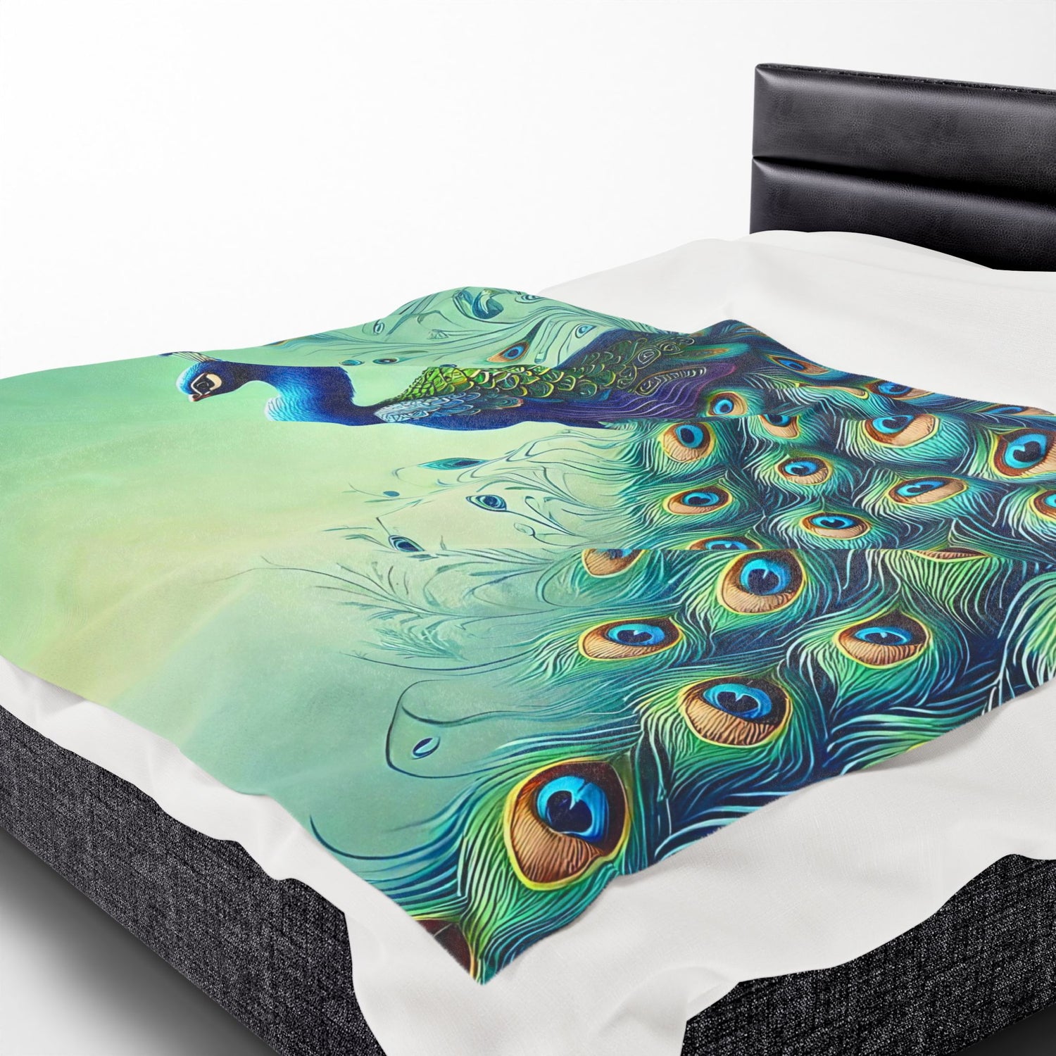 Chinoiserie Throw Blanket, Vibrant Peacock Velveteen Plush Blanket - Cozy Décor for Home and Gifts - Mid Century Modern Gal
