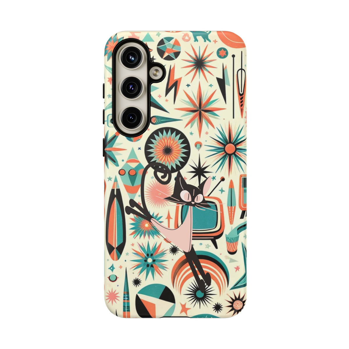 Atomic Kitty Boomerang Space Kitty Mid Century Modern Samsung, Smart Phone, Tough Cases