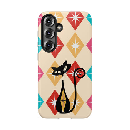 Mid Century Modern Atomic Cat, Atomic 50s Diamonds Retro Phone Tough Cases
