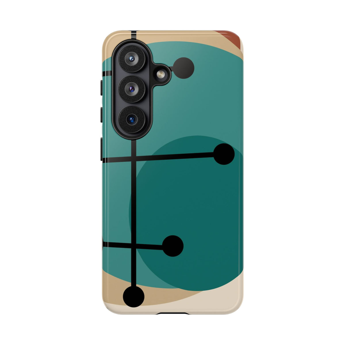 Mid Century Mod, Geometric, Retro Beige Teal Blue, Smart Phones Tough Phone Cases
