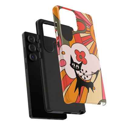 Atomic Cat, Retro Sunburst, Groovy Mod Smart Phone Tough Phone Cases