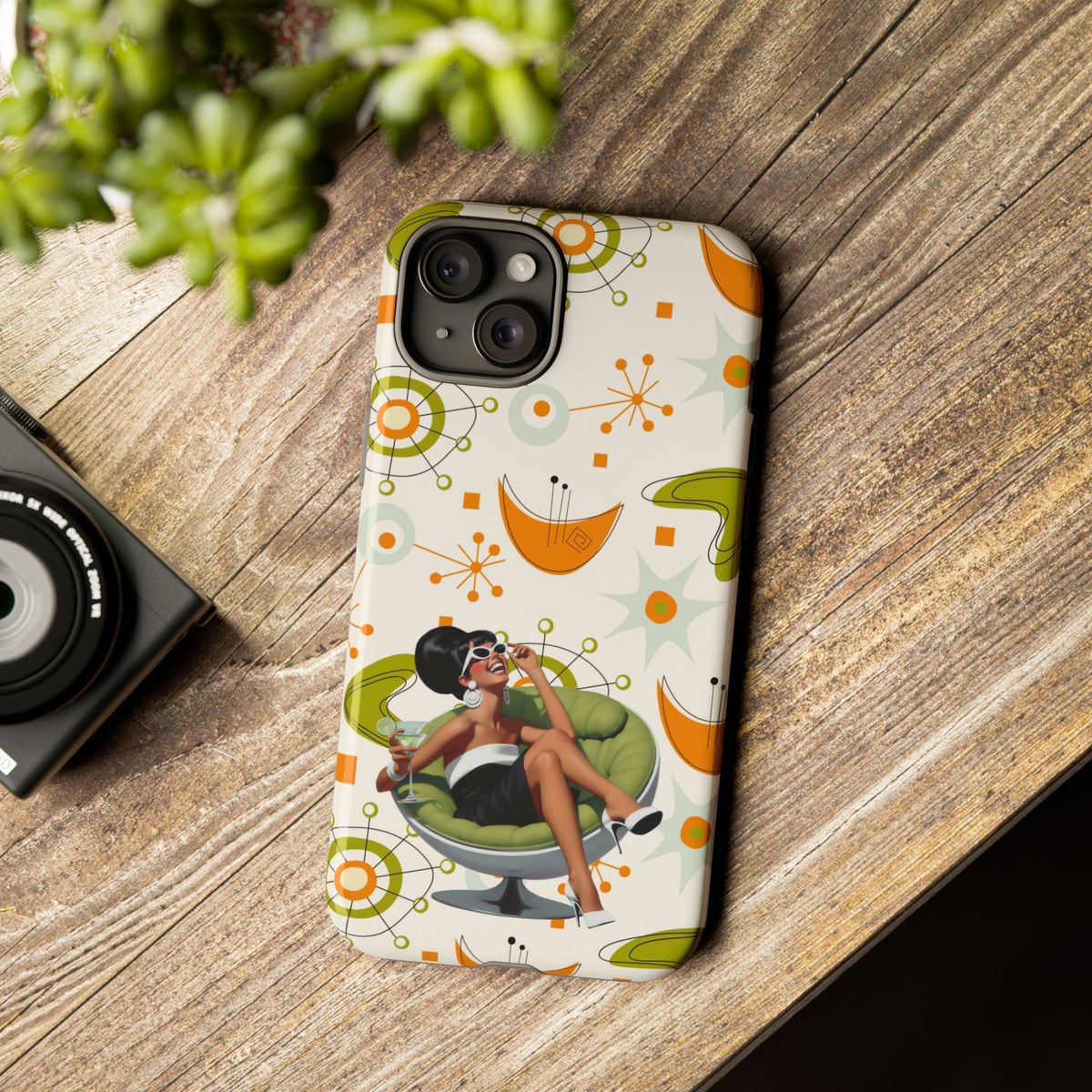 Mid Century Modern Atomic Starburst Mid Mod 60s Gal Retro Chic Tough Phone Case with Vintage Glamour Design