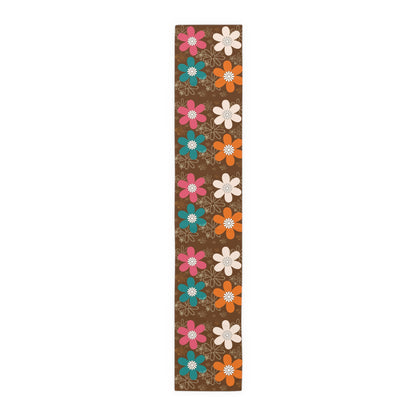Retro Groovy Flower Power Mid Mod Brown Orange Teal Floral - Mid Century Modern Gal