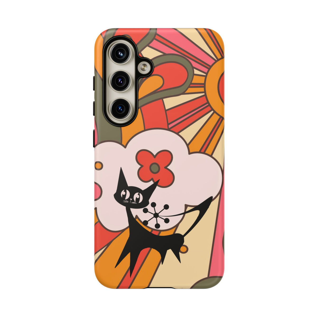Atomic Cat, Retro Sunburst, Groovy Mod Smart Phone Tough Phone Cases