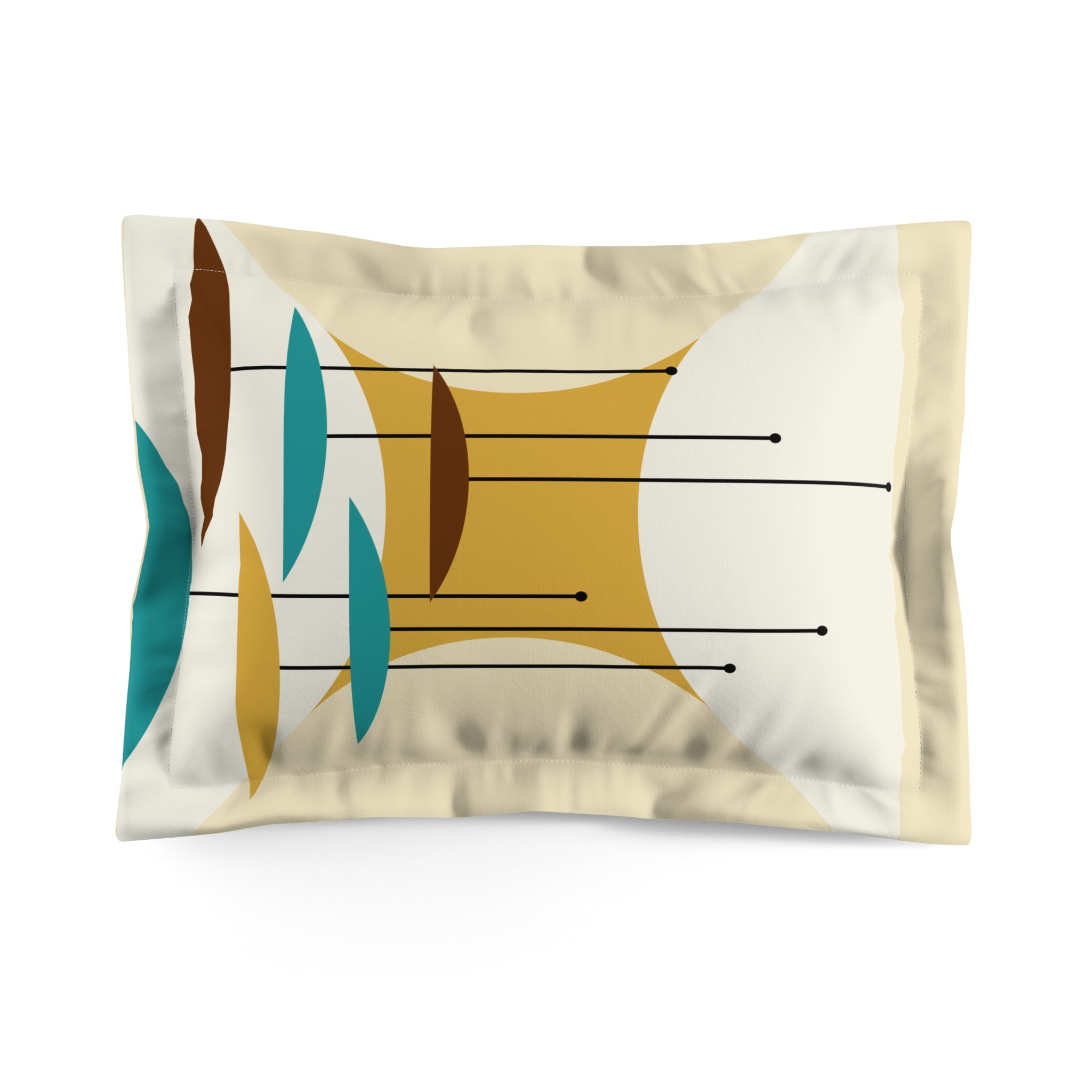 Mid Century Modernist, Minimalist Creamy Abstract MCM Retro Microfiber Pillow Sham