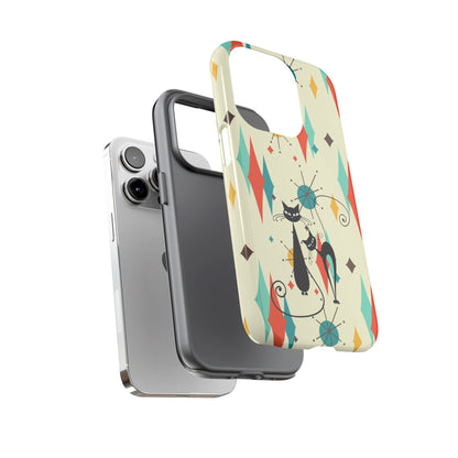 Atomic Kitty Cat, Mid Mod Franciscan Pattern, Kitsch Tough Phone Cases