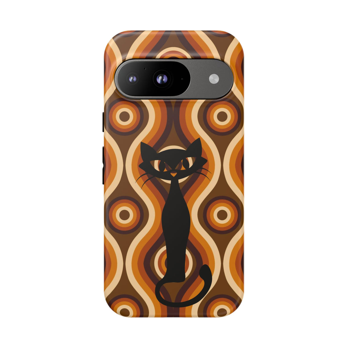 Retro Phone Case, Groovy Brown, Atomic Kitsch Cat Tough Smart Phone Cases