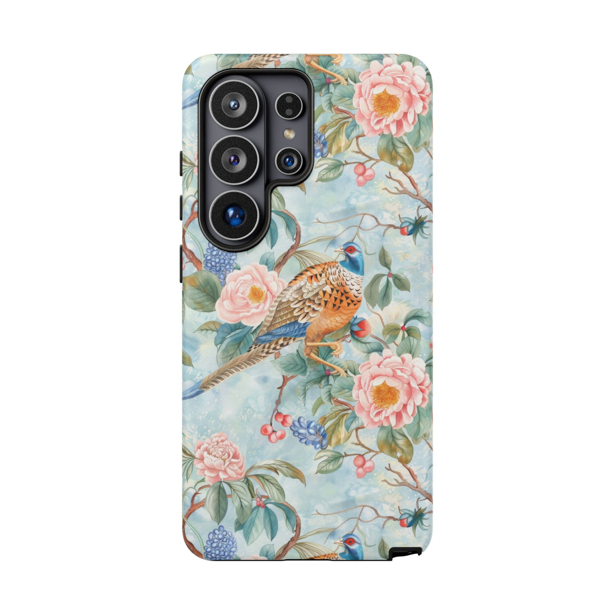 Chinoiserie Designed Floral Pheasant Phone Case with Bird Design