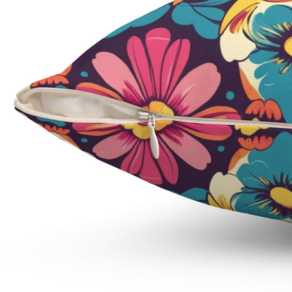Retro Groovy Owl, Flower Power Kitschy Fall Pillow And Insert - Mid Century Modern Gal