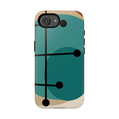 Mid Century Mod, Geometric, Retro Beige Teal Blue, Smart Phones Tough Phone Cases