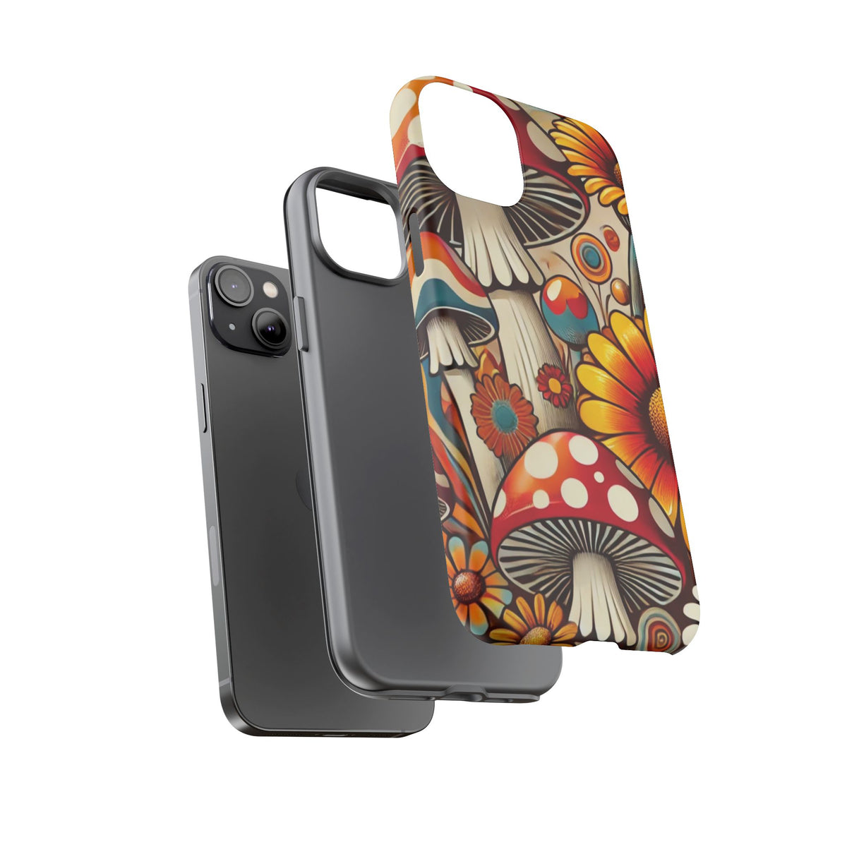 Colorful Mushroom Flower Phone Case - Boho Chic Design