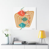 Mid Century Modern Fish Art, Whimsical Fish Canvas Wall Art - Colorful Mod Décor - Mid Century Modern Gal