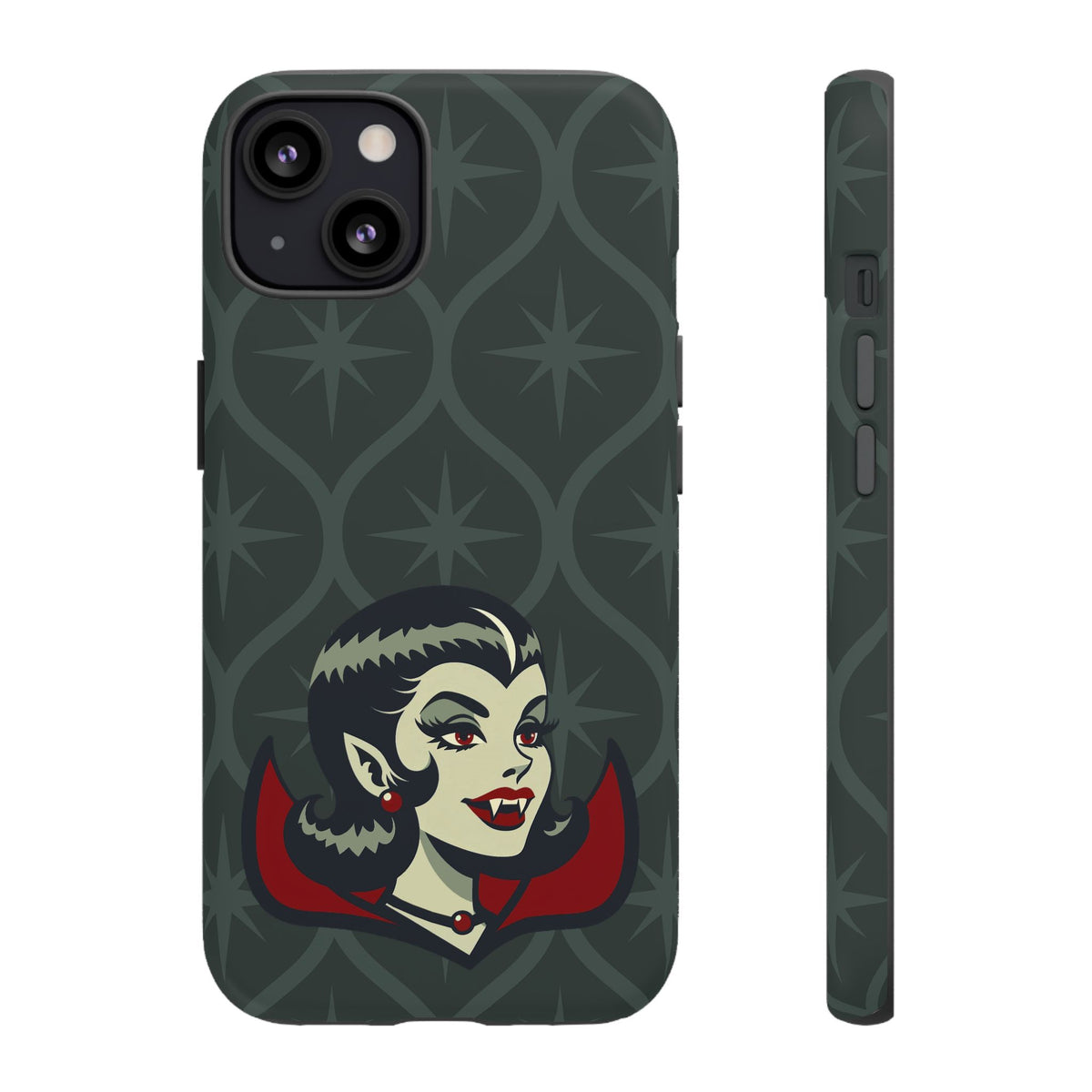 Vampire Dracula Girl Halloween Goth Horror Buff MCM Green Tough Phone Case