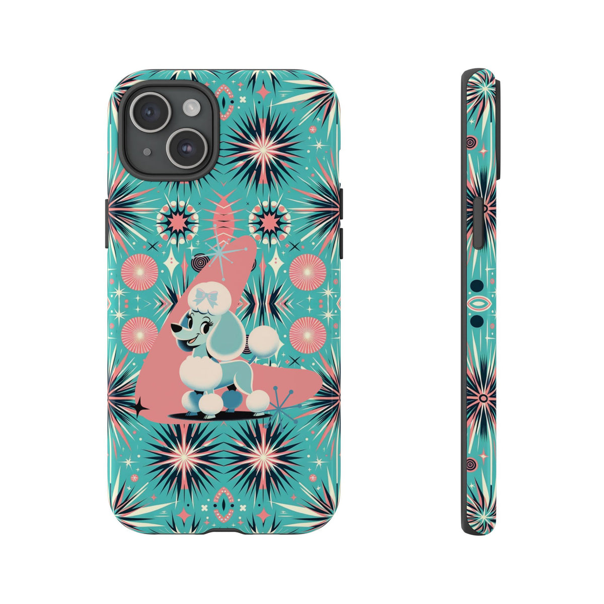 1950s Mid Century Modern Atomic Pink, Poodle Retro Smart Phone Tough Cases - Mid Century Modern Gal