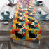 Pop Art Black Atomic Cats, Red Blue Yellow, Table Runner - Mid Century Modern Gal