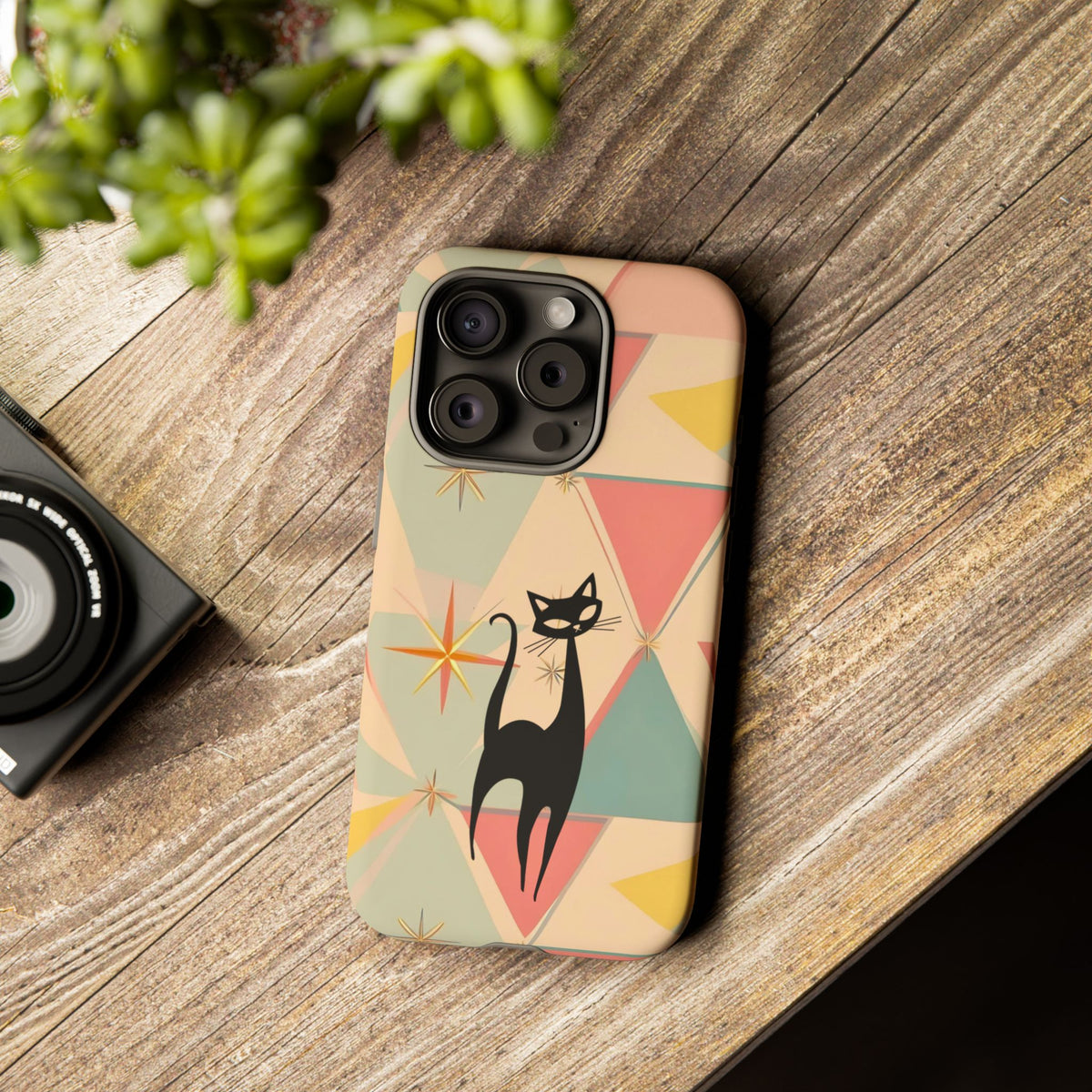 Atomic Cat Mid Mod Retro Cat Phone Case | Tough Cases with Vintage Vibe | Ideal for Cat Lovers