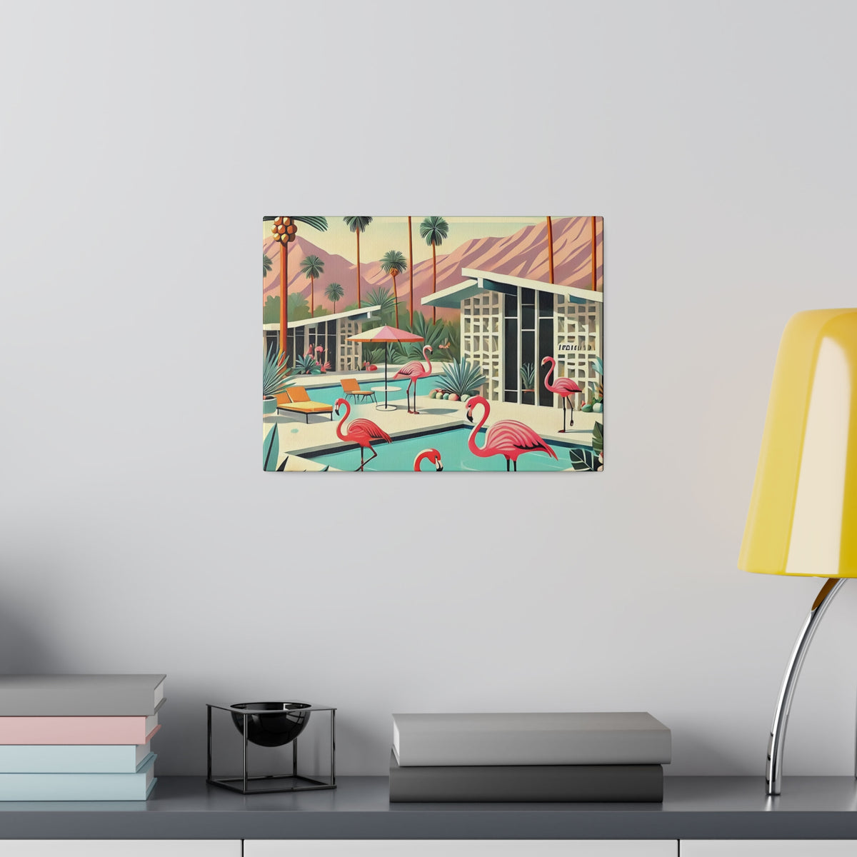 50s Mid Century Modern Wall Art, Palm Springs Flamingo Breeze Block MCM Art - Mid Century Modern Gal