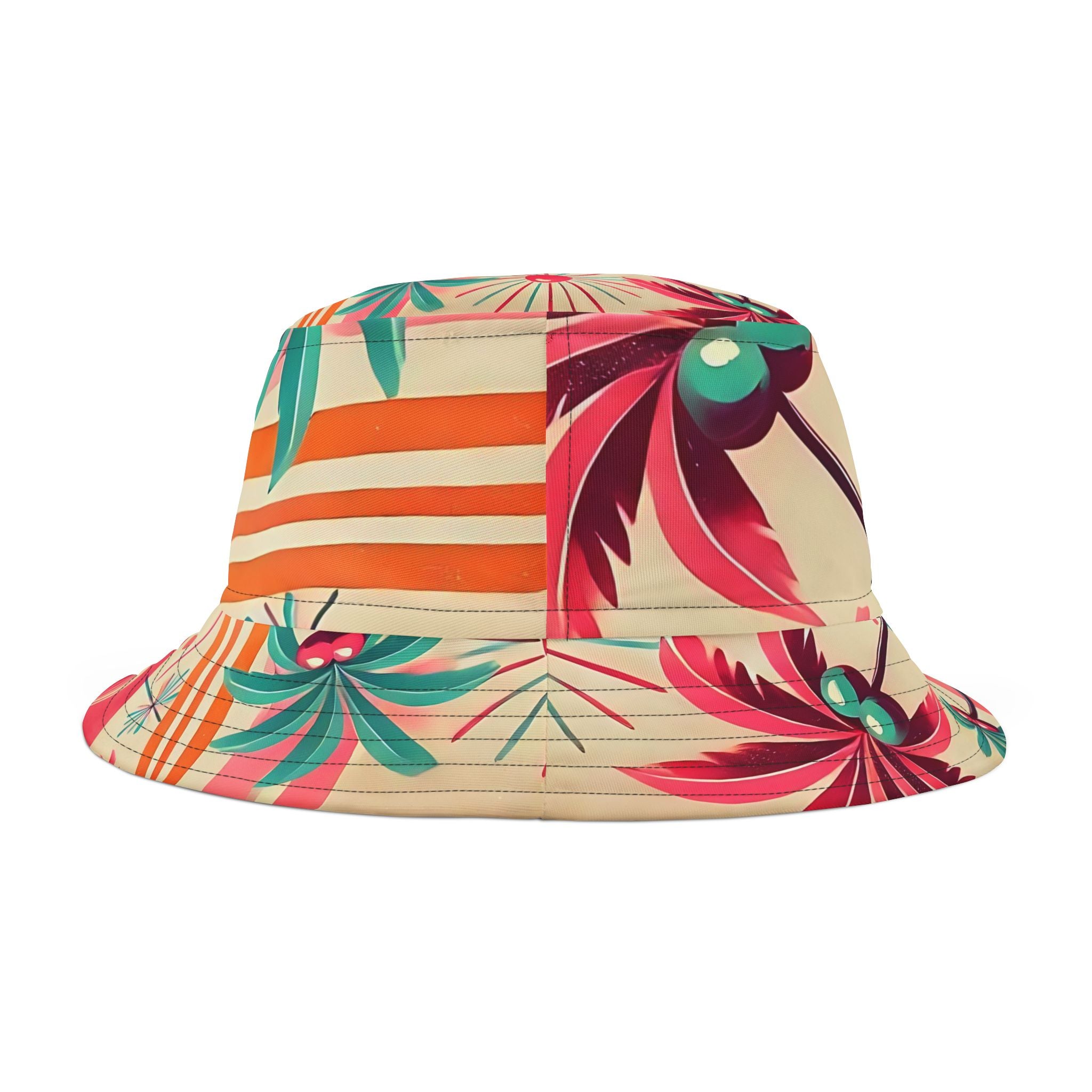 50s Flamingo Kitschy Bucket Hat, Unisex, Mod Retro Apparel