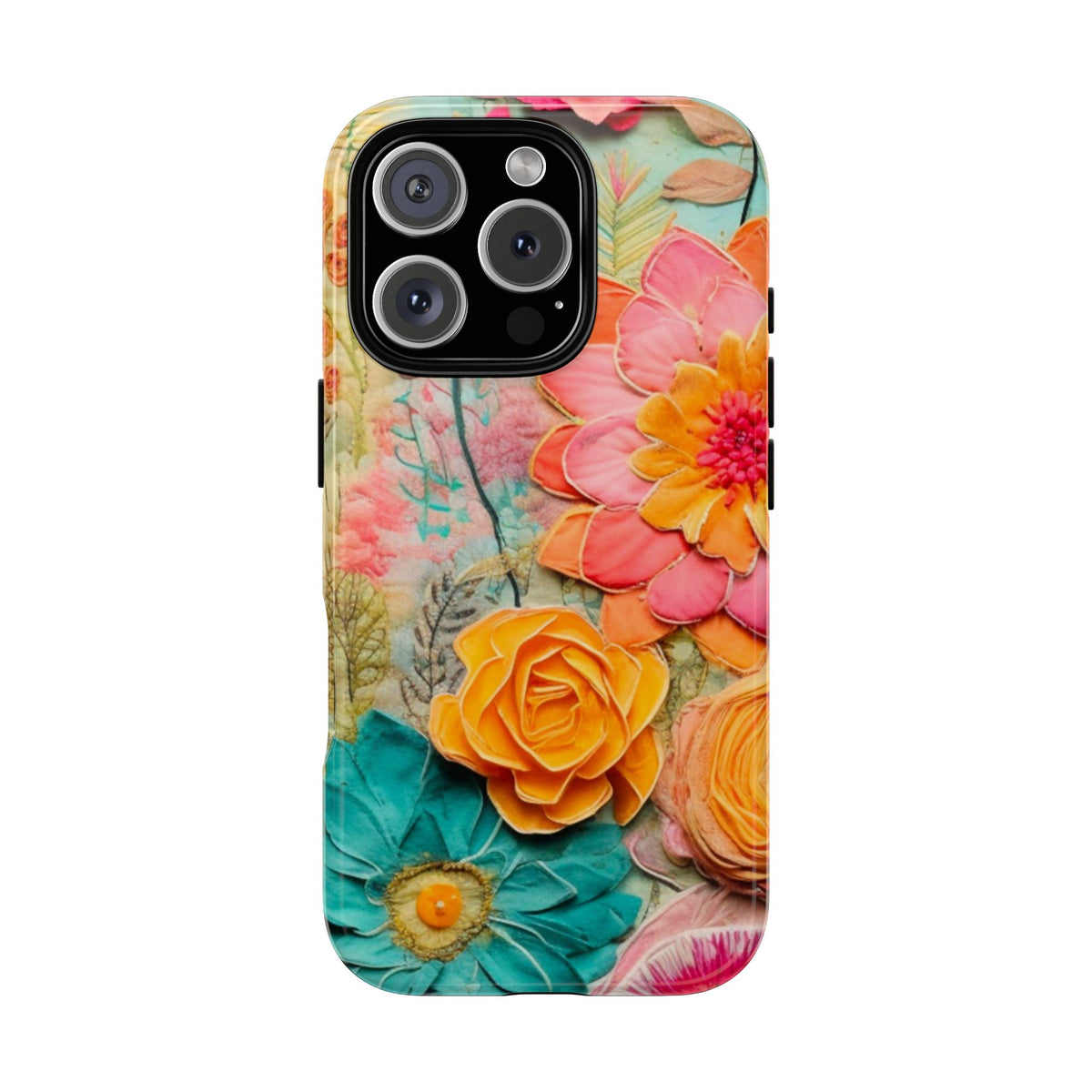 Boho Retro Floral Faux Pressed Flowers Smart Phone Tough Phone Cases