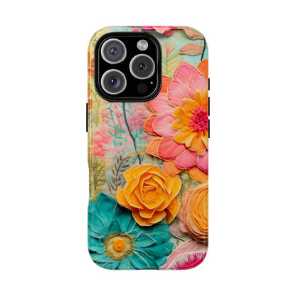 Boho Retro Floral Faux Pressed Flowers Smart Phone Tough Phone Cases