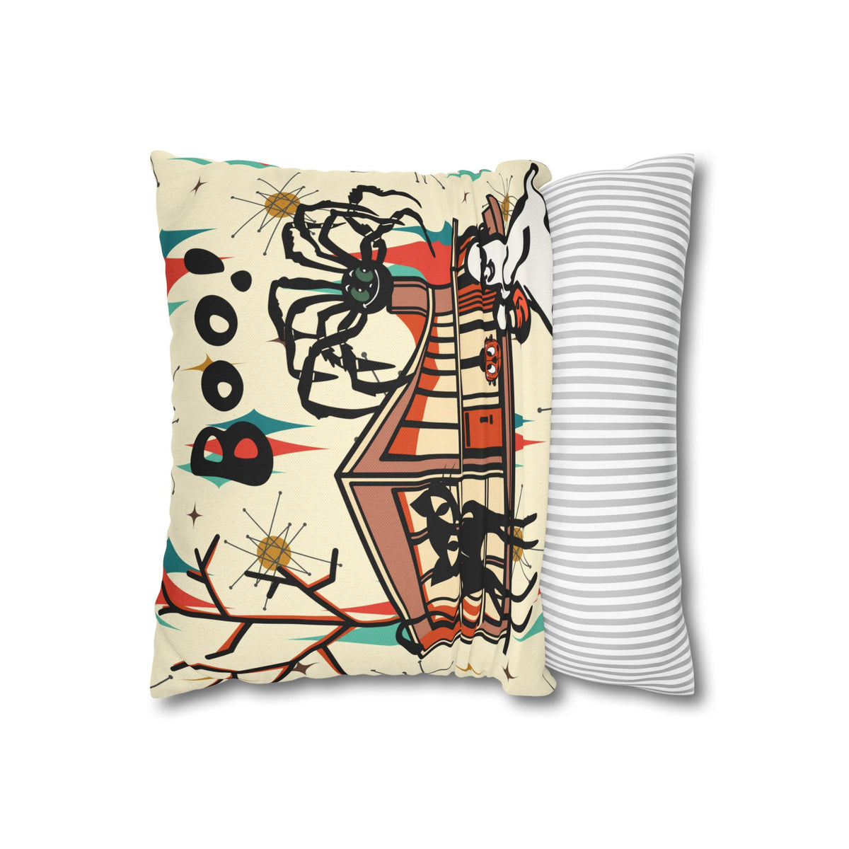 Retro Halloween, Atomic Cat Franciscan Pattern, Kitschy Boo Pillow Cover Only - Mid Century Modern Gal