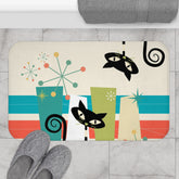 Atomic Cat Kitschy Mod Bath Mat Retro Cat Design Bath Mat - Fun & Stylish Bathroom Decor - Mid Century Modern Gal