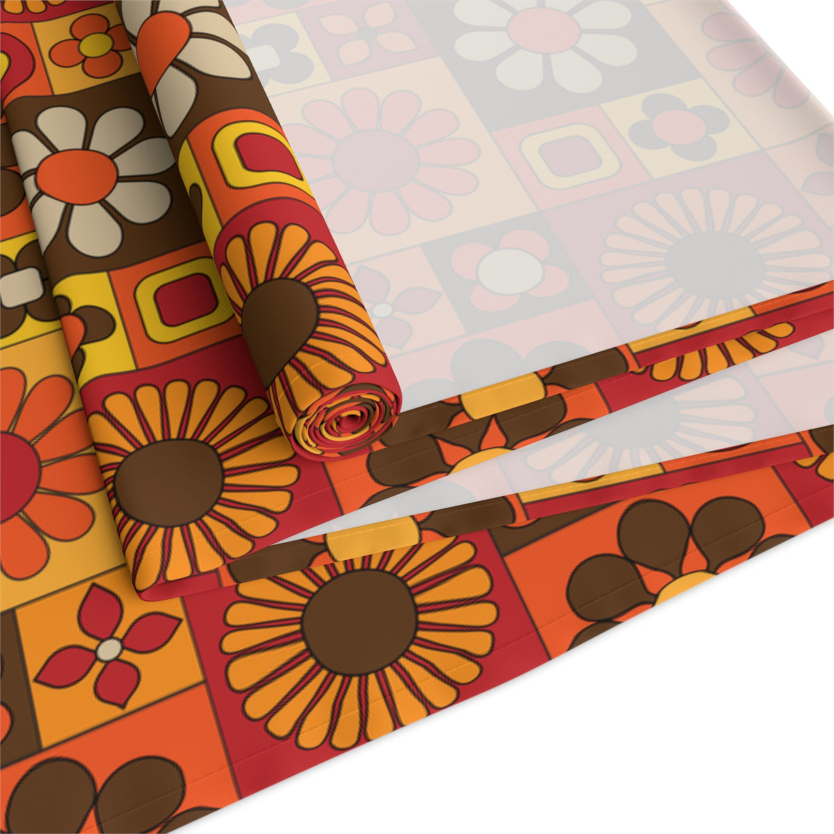 Retro 70s Groovy Mid Mod Floral Table Runner - Mid Century Modern Gal