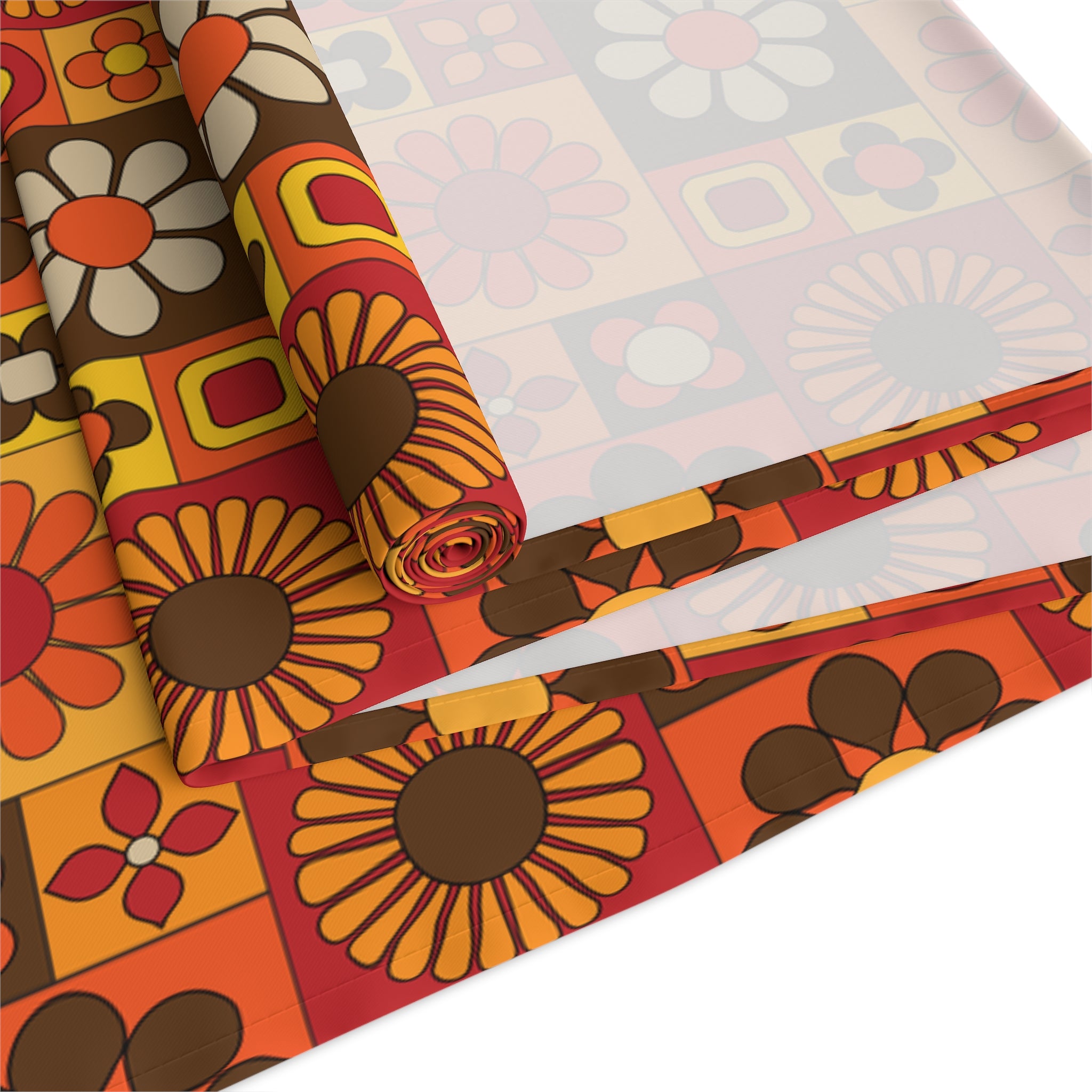 Retro 70s Groovy Mid Mod Floral Table Runner - Mid Century Modern Gal