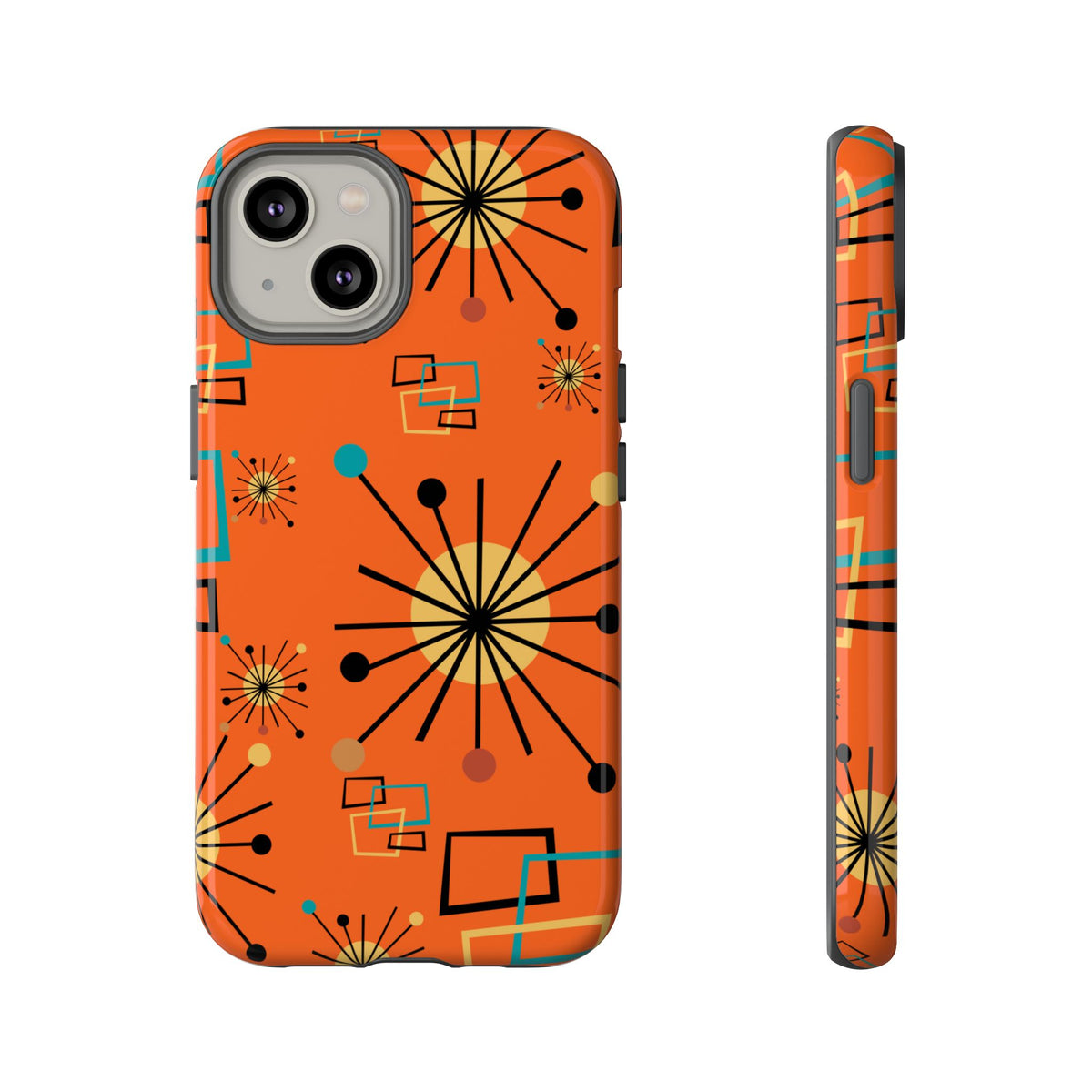 Mid Century Modern Sinatra Orange, Starburst, Geometric Funky Fun Tough Phone Case - Mid Century Modern Gal