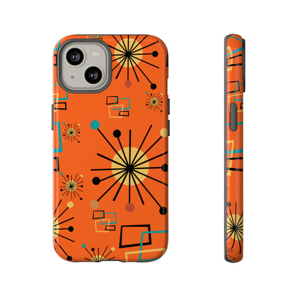Mid Century Modern Sinatra Orange, Starburst, Geometric Funky Fun Tough Phone Case - Mid Century Modern Gal