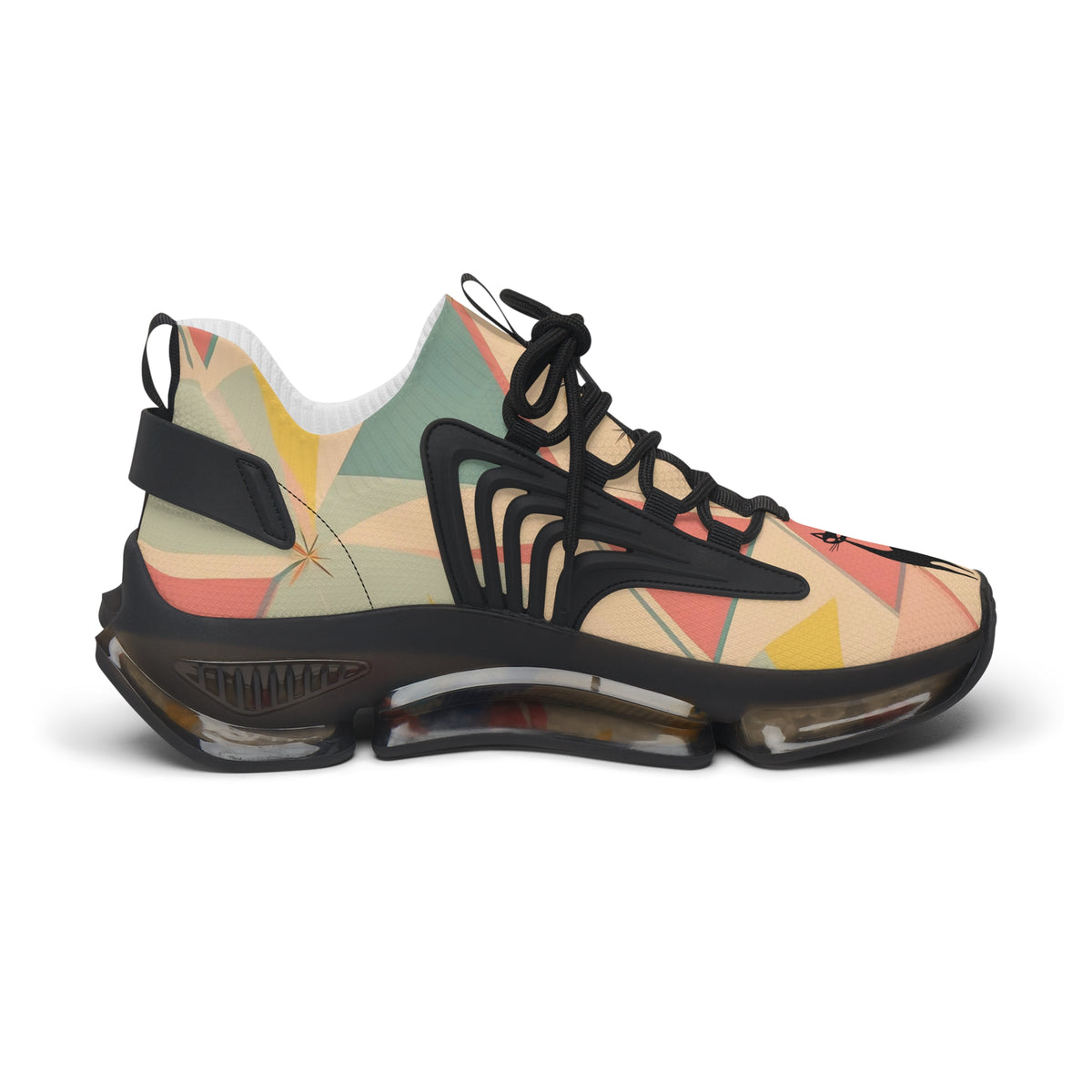 Atomic Retro Footwear, Kitschy Cat Colorful Women's Mesh Sneakers - Stylish & Comfortable Athletic Shoes - Mid Century Modern Gal