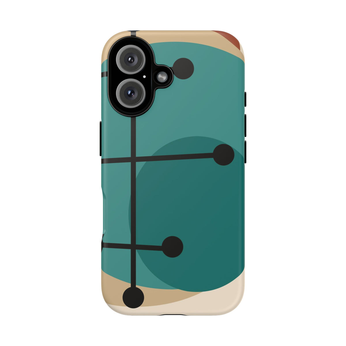 Mid Century Mod, Geometric, Retro Beige Teal Blue, Smart Phones Tough Phone Cases