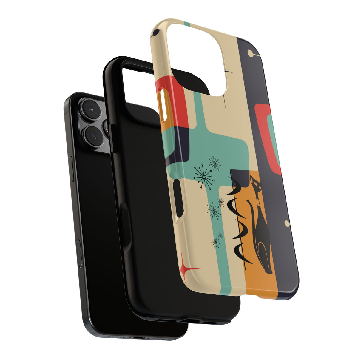 Mid Century Modern, Geometric, Atomic Cat Groovy Smart Phones Tough Phone Cases