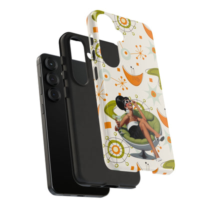 Mid Century Modern Atomic Starburst Mid Mod 60s Gal Retro Chic Tough Phone Case with Vintage Glamour Design