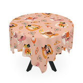 Atomic Cat Kitschy Mid Century Modern Coral Pink Quirky Fun Spring Summer Tablecloth - Mid Century Modern Gal