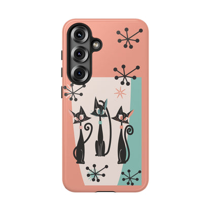 Atomic Cat Mid Mod Coral Aqua Blue Starburst Kitschy Fun Chic Samsung, Smart Phones Tough Cases