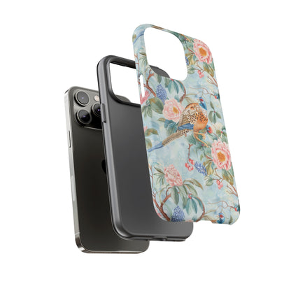 Chinoiserie Designed Floral Pheasant Phone Case with Bird Design