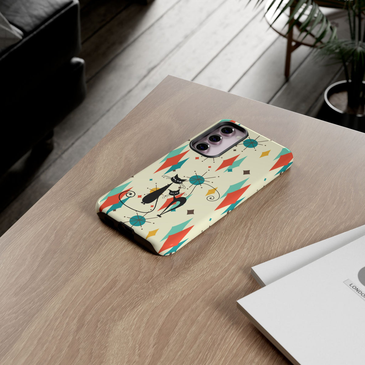 Atomic Kitty Cat, Mid Mod Franciscan Pattern, Kitsch Tough Phone Cases