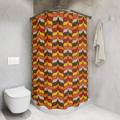 Retro 70s Scandinavian Design, Groovy Wave Mid Century Modern Shower Curtain - Mid Century Modern Gal