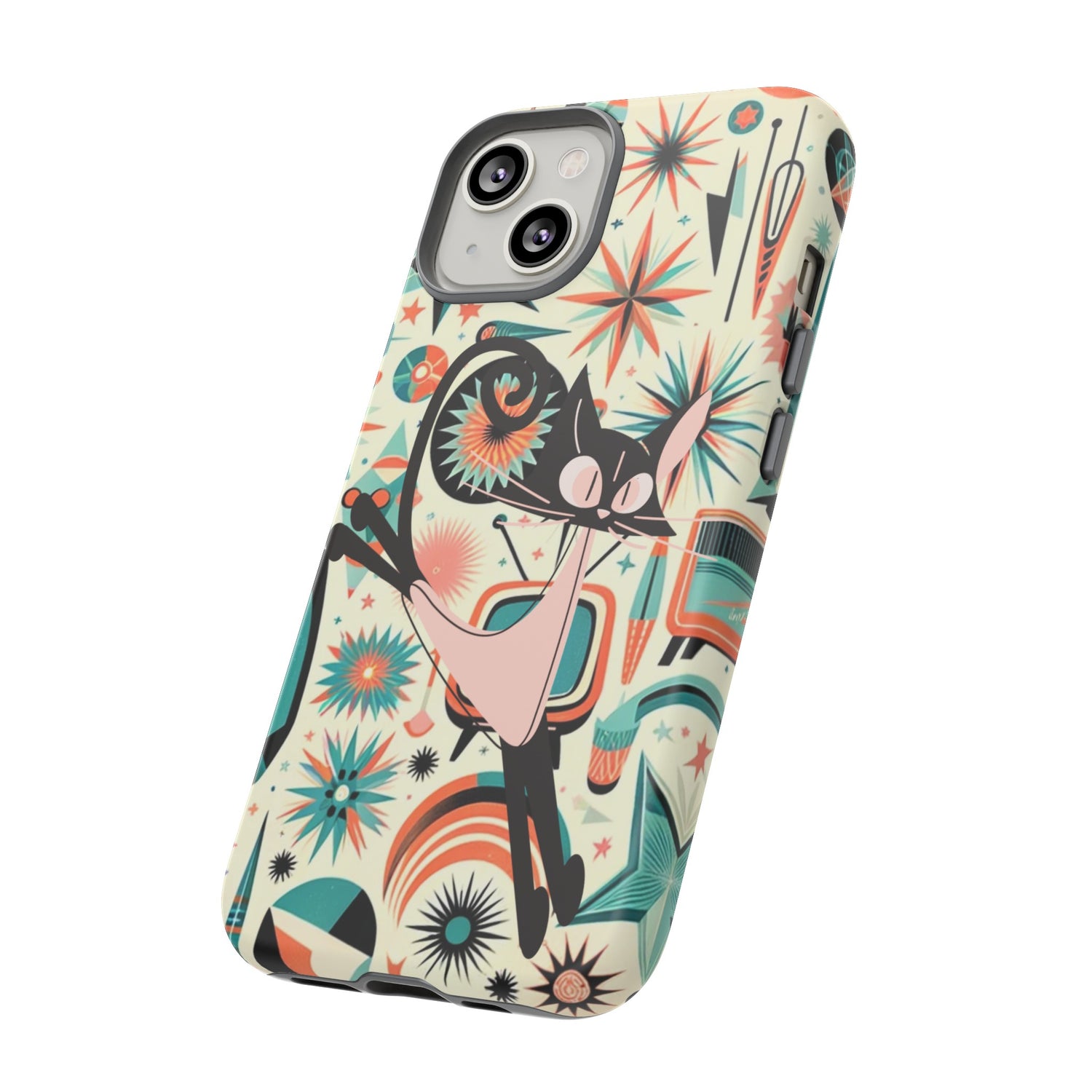 Atomic Kitty Boomerang Space Kitty Mid Century Modern Samsung, Smart Phone, Tough Cases