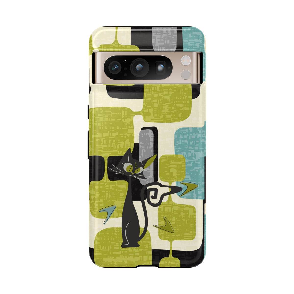 Mid Century Modern Geometric Kitschy Cat, Boomerang Retro Smart Phone Tough Cases