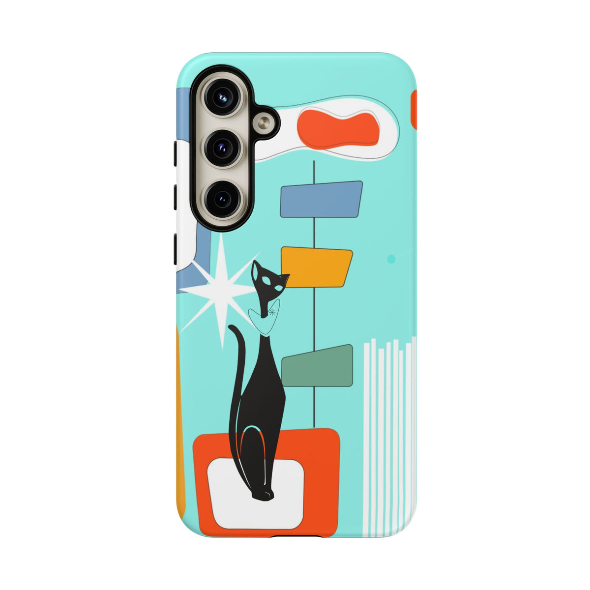 Atomic Cat, Mid Mod Aqua Blue, Geometric, Samsung, Google Pixel, Apple iPhone Tough Cases