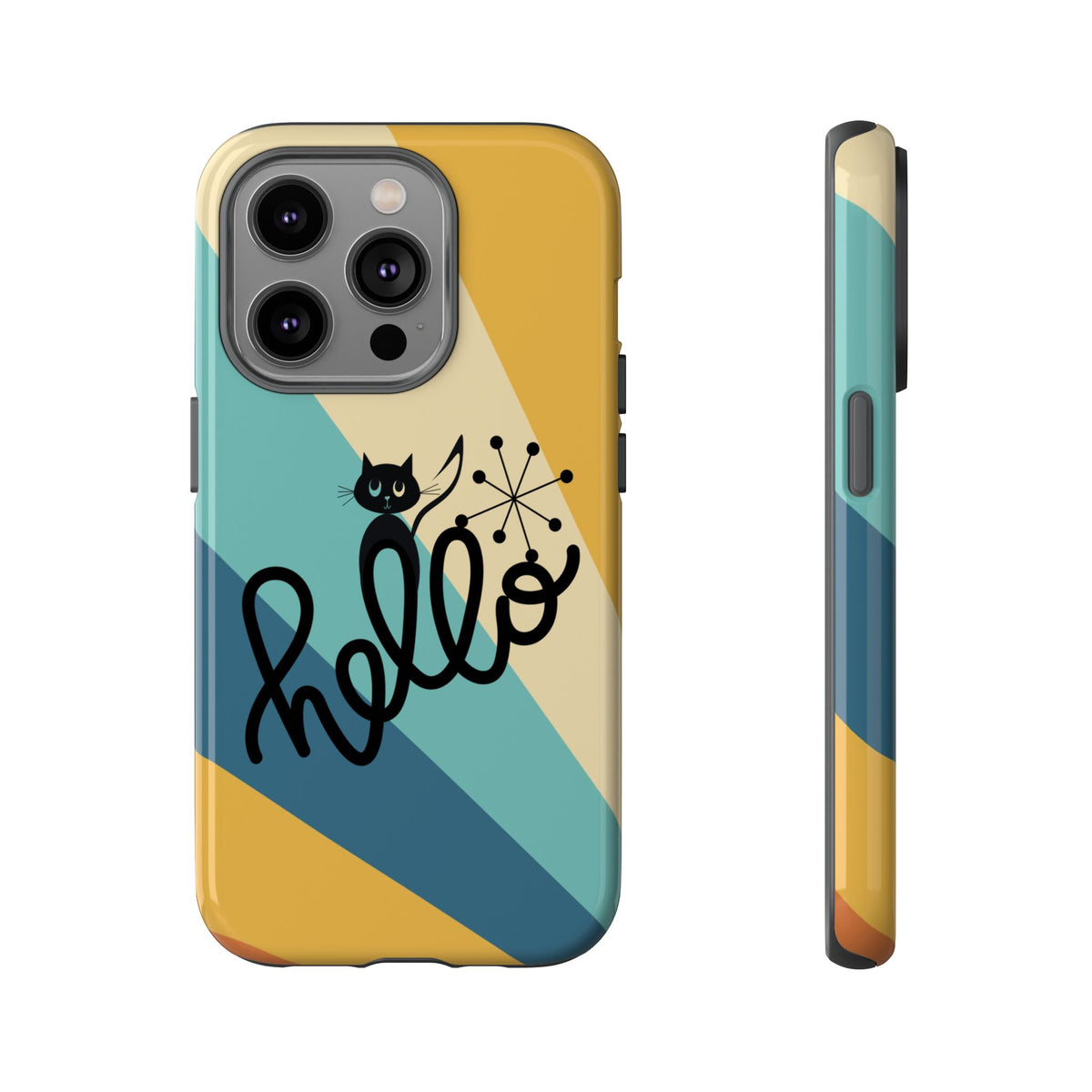 Atomic Groovy Cat, Retro, Kitschy, Hello Starburst, Mid Mod Smart Phone Tough Phone Cases - Mid Century Modern Gal