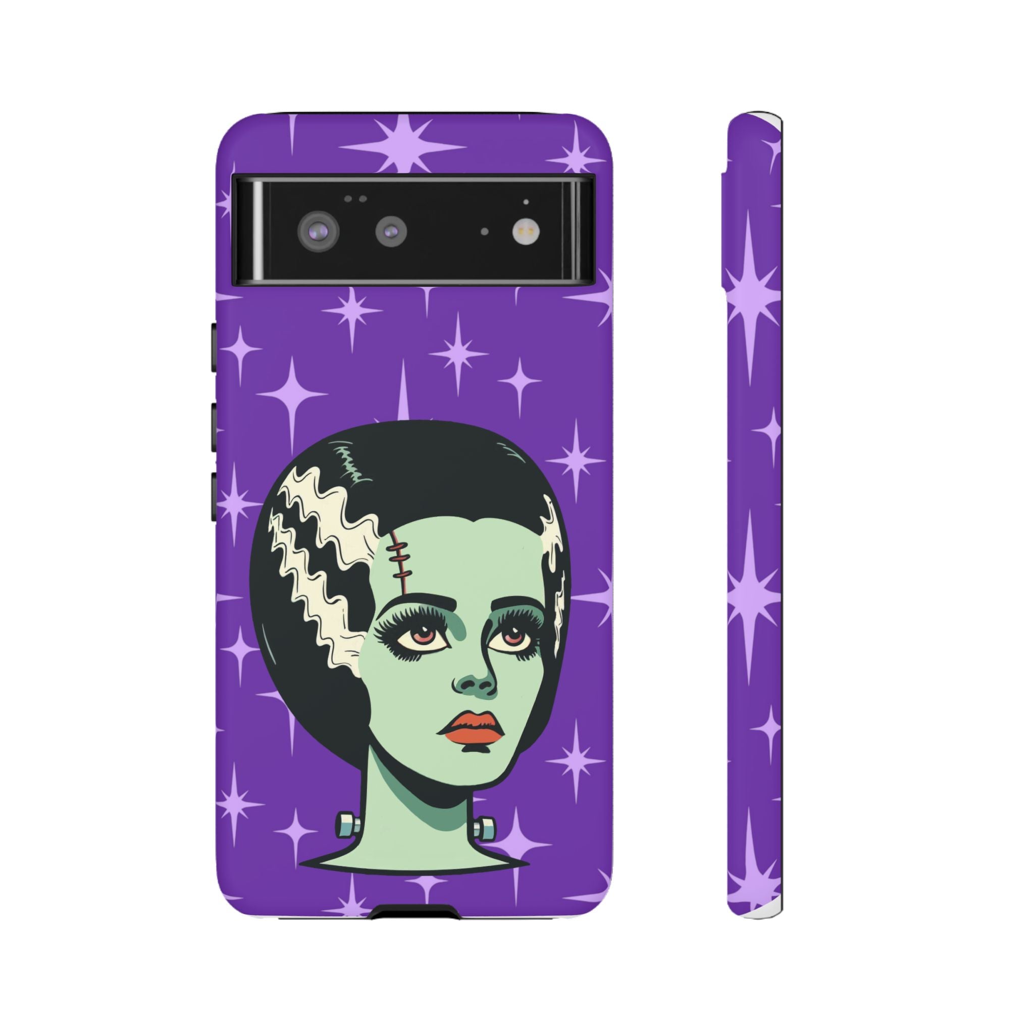 Bride of Frankenstein Retro Mid Mod Horror Buff Purple Halloween Tough Phone Case - Mid Century Modern Gal