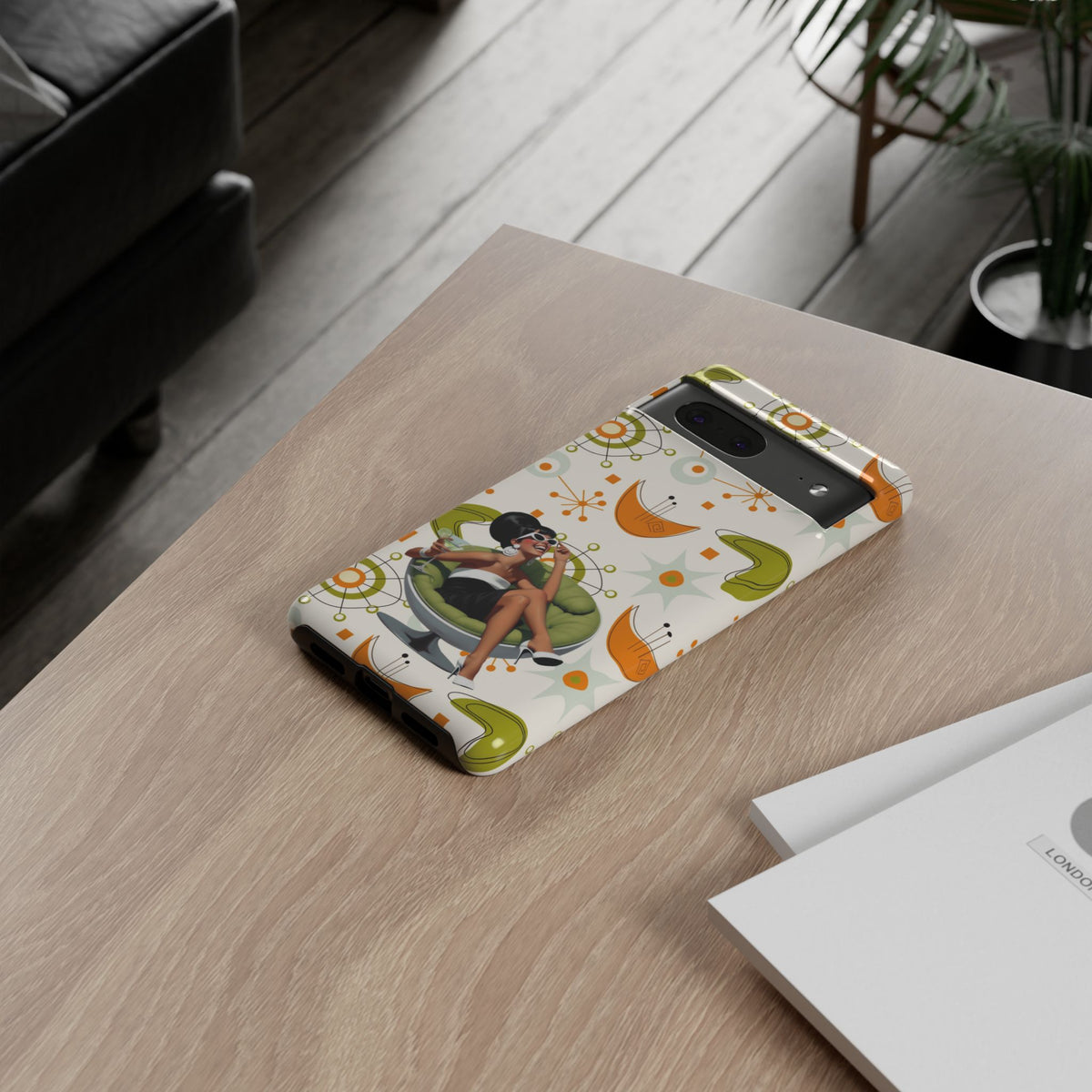 Mid Century Modern Atomic Starburst Mid Mod 60s Gal Retro Chic Tough Phone Case with Vintage Glamour Design