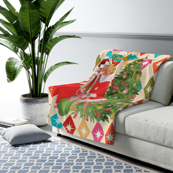 Merry and Bright Sherpa Fleece Blanket – Cozy Holiday Decor