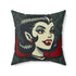 Vampire Dracula Girl Halloween Goth Horror Buff MCM Green Pillow Cover and Insert - Mid Century Modern Gal