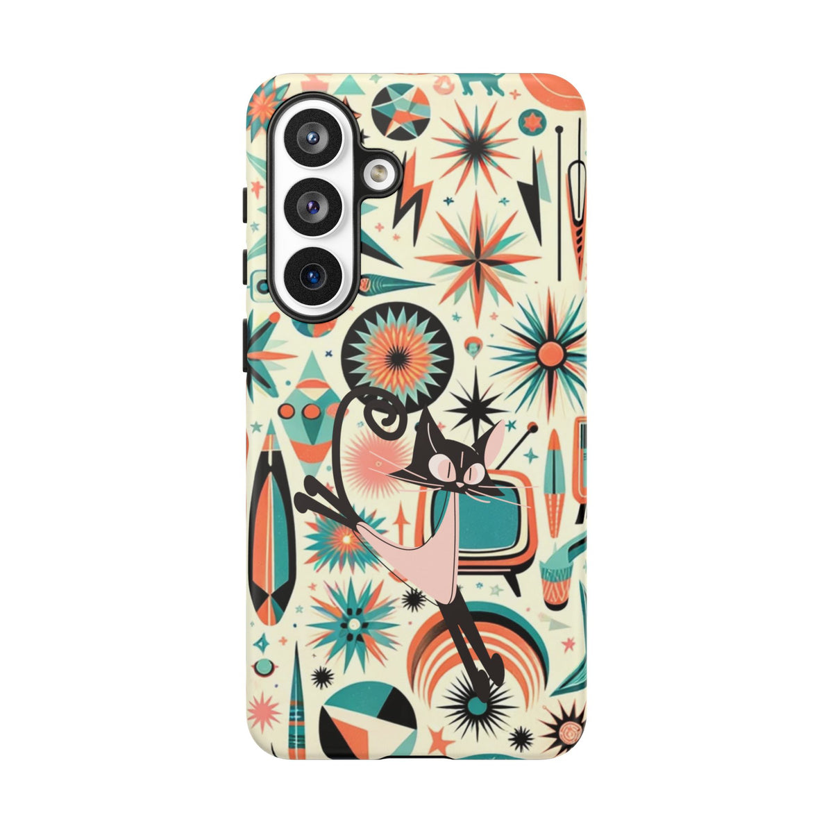 Atomic Kitty Boomerang Space Kitty Mid Century Modern Samsung, Smart Phone, Tough Cases