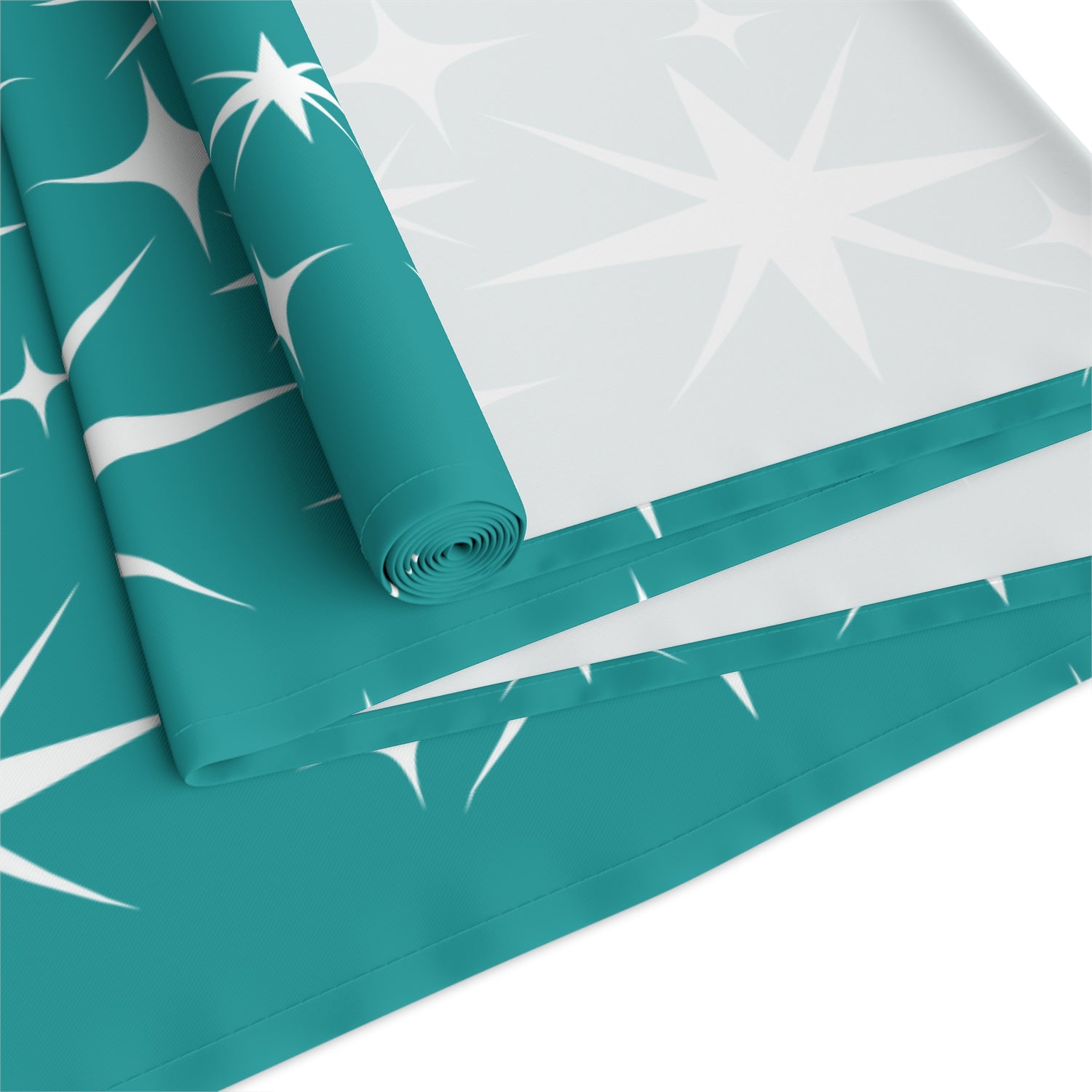 Mid Century Modern Atomic Starburst Aqua Blue Table Retro Table Runner - Mid Century Modern Gal